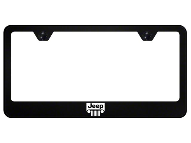 Jeep Grille PC License Plate Frame; UV Print on Black (Universal; Some Adaptation May Be Required)