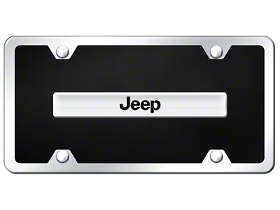 Jeep License Plate; Chrome on Black Acrylic (Universal; Some Adaptation May Be Required)