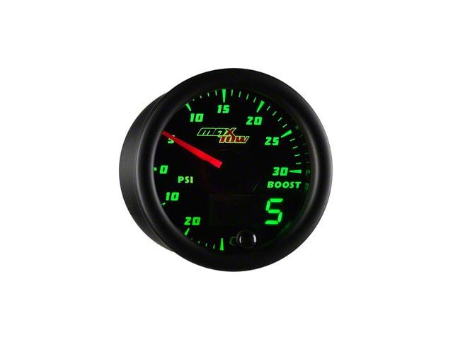 MaxTow 30 PSI Boost/Vacuum Gauge; Black and Green (Universal; Some Adaptation May Be Required)