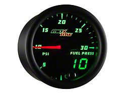 MaxTow 30 PSI Fuel Pressure Gauge; Black and Green (Universal; Some Adaptation May Be Required)