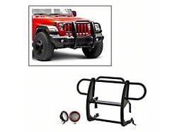 Modular Grille Guard with 5.30-Inch Red Round Flood LED Lights; Black (20-24 Jeep Gladiator JT, Excluding Mojave)