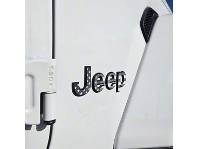 Side Fender American Flag Vinyl Overlays; Black and White (20-25 Jeep Gladiator JT)