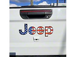 Tailgate American Flag Vinyl Overlays; Black and White (20-25 Jeep Gladiator JT)