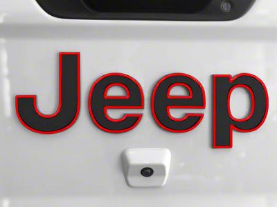 Tailgate Letter Overlays; Black with Red Outline (20-25 Jeep Gladiator JT)