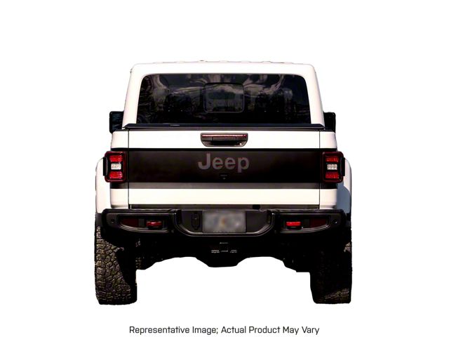 Tailgate Wrap Graphic; Matte Black with Orange Outline (20-24 Jeep Gladiator JT)