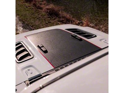 Topographic Map Hood Graphic; Black with Red Outline (20-24 Jeep Gladiator JT Rubicon)