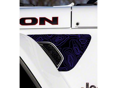 Topographical Map Fender Vent Premium Wrap Decal; Purple (20-24 Jeep Gladiator JT)