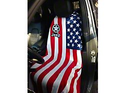 Towel2Go Seat Cover with Jeep Star Logo; American Flag (Universal; Some Adaptation May Be Required)