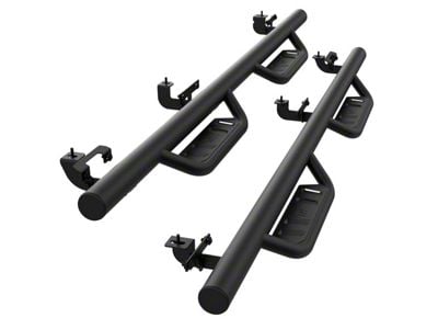 Tubular Style Drop Side Step Bars; Fine Textured Black (20-25 Jeep Gladiator JT)