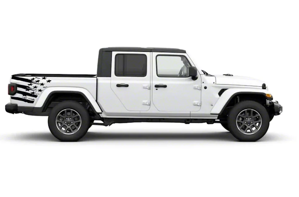 Jeep Gladiator USA Flack Back Graphics; Matte Black (20-25 Jeep ...