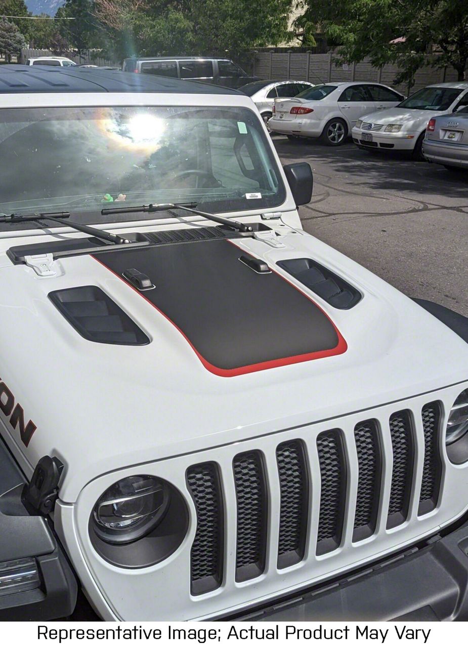 Jeep Gladiator V2 Hood Stripe; Matte Black with Matte Black Pinstripe ...