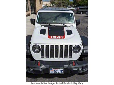 V3 Hood Stripe with 1941 Logo; Satin Black (20-24 Jeep Gladiator JT Launch Edition, Rubicon)