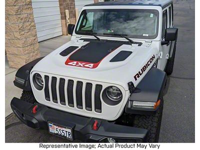 V3 Hood Stripe with 4x4 Logo; Matte Black (20-24 Jeep Gladiator JT Launch Edition, Rubicon)