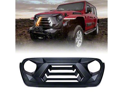 Vader Series Grille with Turn Signal and Daytime Running Lights; Black (20-24 Jeep Gladiator JT)