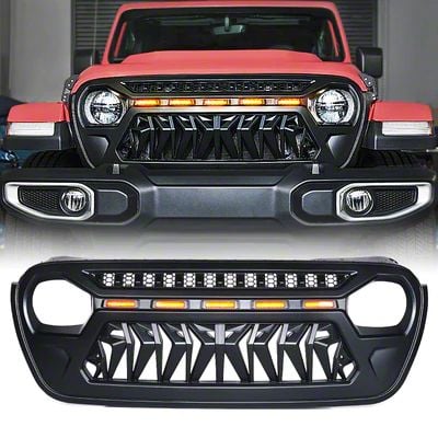 Jeep Gladiator Venom Grille with Amber LED Running Lights; Black (20-25 ...