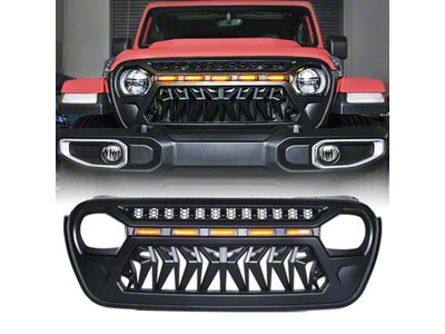 Venom Grille with Amber LED Running Lights; Black (20-24 Jeep Gladiator JT)