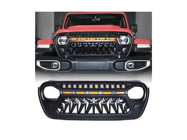 Venom Grille with Amber LED Running Lights; Black (20-24 Jeep Gladiator JT)