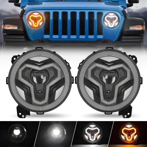 Jeep Gladiator Warrior Style LED Headlights with Halo DRL and Turn ...