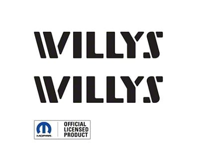 WILLYS Logo; Gloss Black (20-25 Jeep Gladiator JT)