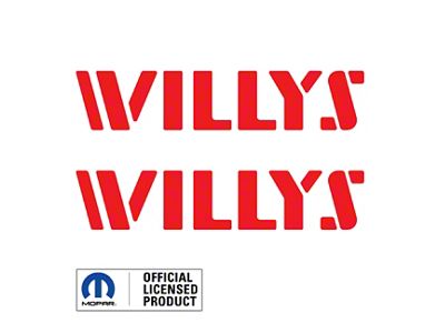 WILLYS Logo; Red (20-24 Jeep Gladiator JT)