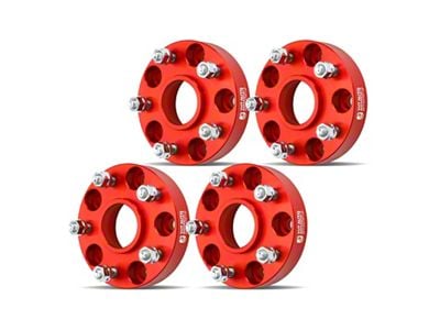 1.25-Inch 5-Lug Wheel Spacers; Red; Set of Four (99-10 Jeep Grand Cherokee WJ & WK)