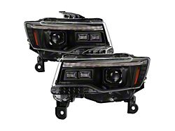 APEX Series High-Power LED Module Headlights; Black Housing; Clear Lens (14-21 Jeep Grand Cherokee WK2 w/ Factory HID Headlights)