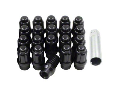 Black Chrome ET Bulge Acorn Lug Nut Kit; 1/2-Inch x 20; Set of 20 (93-10 Jeep Grand Cherokee ZJ, WJ & WK)