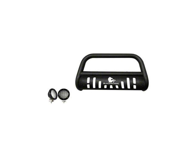 Bull Bar with 5.30-Inch Black Round Flood LED Lights; Textured Black (99-04 Jeep Grand Cherokee WJ)