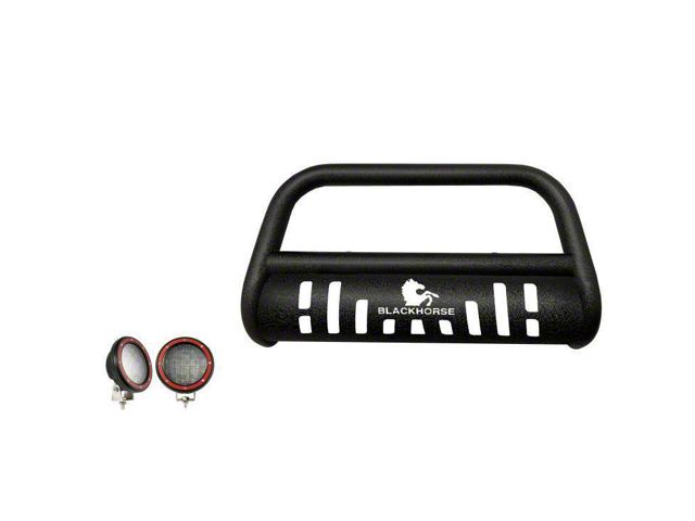 Bull Bar with 5.30-Inch Red Round Flood LED Lights; Textured Black (99-04 Jeep Grand Cherokee WJ)