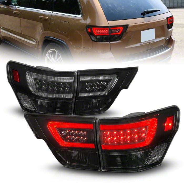 Jeep Grand Cherokee C-Bar LED Tail Lights; Black Housing; Smoked Lens  (11-13 Jeep Grand Cherokee WK2) - Free Shipping