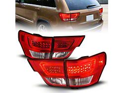 C-Bar LED Tail Lights; Chrome Housing; Red Lens (11-13 Jeep Grand Cherokee WK2)