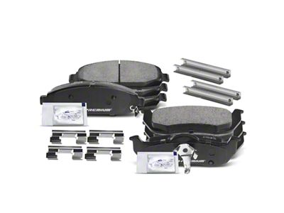 Ceramic Brake Pads with Pad Wear Sensor; Front and Rear (05-10 Jeep Grand Cherokee WK, Excluding SRT8)