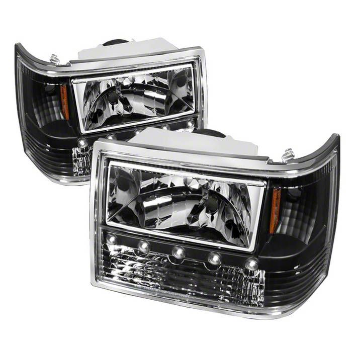 Jeep Grand Cherokee Crystal Headlights; Black Housing; Clear Lens (93 ...