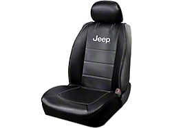 Deluxe Sideless Seat Cover with Jeep Logo; Black (Universal; Some Adaptation May Be Required)