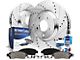 Drilled and Slotted Brake Rotor, Pad, Brake Fluid and Cleaner Kit; Front (93-98 Jeep Grand Cherokee ZJ)