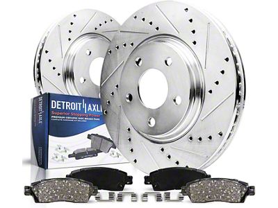 Drilled and Slotted Brake Rotor and Pad Kit; Front (93-98 Jeep Grand Cherokee ZJ)