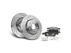 Drilled and Slotted Brake Rotor and Pad Kit; Front (11-18 Jeep Grand Cherokee WK2 w/ 330mm Front Rotors)