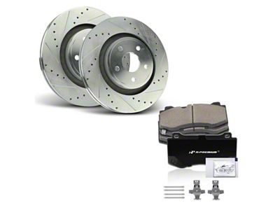 Drilled and Slotted Brake Rotor and Pad Kit; Front (06-10 Jeep Grand Cherokee WK SRT8)