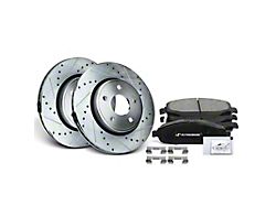 Drilled and Slotted Brake Rotor and Pad Kit; Front (05-10 Jeep Grand Cherokee WK, Excluding SRT8)