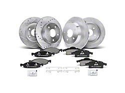 Drilled and Slotted Brake Rotor and Pad Kit; Front and Rear (99-02 Jeep Grand Cherokee WJ w/ Teves Calipers)