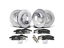 Drilled and Slotted Brake Rotor and Pad Kit; Front and Rear (99-02 Jeep Grand Cherokee WJ w/ Akebono Calipers; 03-04 Jeep Grand Cherokee WJ)