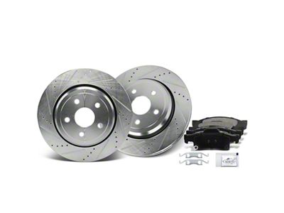 Drilled and Slotted Brake Rotor and Pad Kit; Rear (18-21 Jeep Grand Cherokee WK2 Trackhawk)