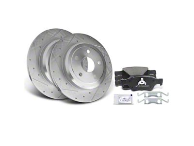 Drilled and Slotted Brake Rotor and Pad Kit; Rear (11-17 Jeep Grand Cherokee WK2 w/ Solid Rear Rotors, Excluding SRT & SRT8)