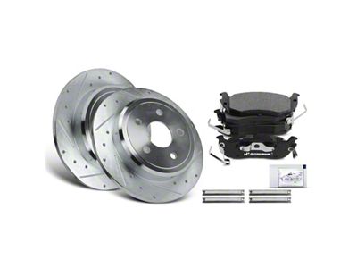 Drilled and Slotted Brake Rotor and Pad Kit; Rear (05-10 Jeep Grand Cherokee WK, Excluding SRT8)