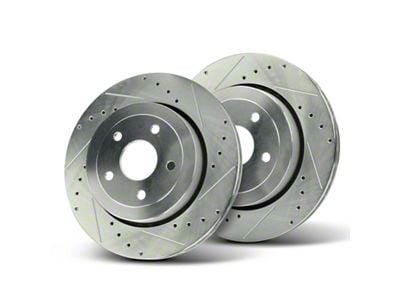 Drilled and Slotted Rotors; Rear Pair (06-10 Jeep Grand Cherokee WK SRT8)