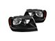 Factory Style Crystal Headlights; Matte Black Housing; Clear Lens (99-04 Jeep Grand Cherokee WJ)