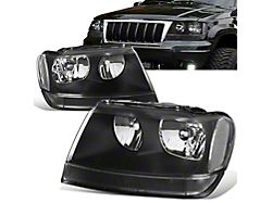 Factory Style Headlights with Clear Corners; Black Housing; Clear Lens (99-04 Jeep Grand Cherokee WJ)