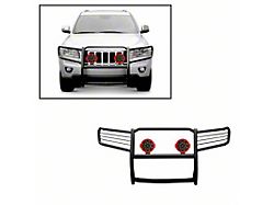 Grille Guard with 7-Inch Red Round LED Lights; Black (05-10 Jeep Grand Cherokee WK)