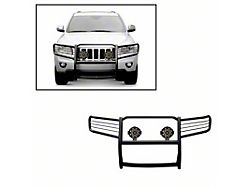 Grille Guard with 7-Inch Round LED Lights; Black (05-10 Jeep Grand Cherokee WK)