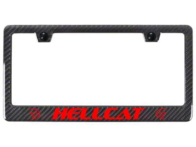 Hellcat Carbon Fiber License Plate Frame; Red (Universal; Some Adaptation May Be Required)